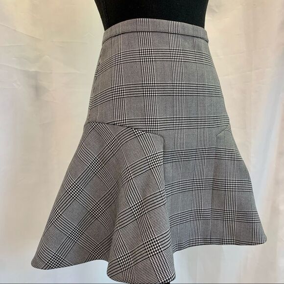 J.CREW NWOT Gray Plaid Check Houndstooth Skater Skirt Size 00 - Picture 4 of 14